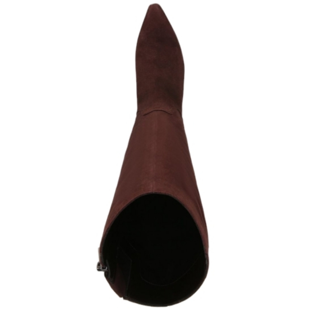 Naturalizer Dark Brown Suede Women's Deesha Wide CaIf Knee High Dress Heel Boots - Picture 6 of 8